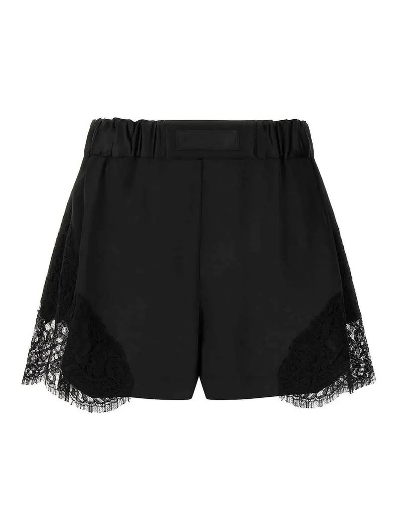 Pantaloncini con inserto in pizzo Nero