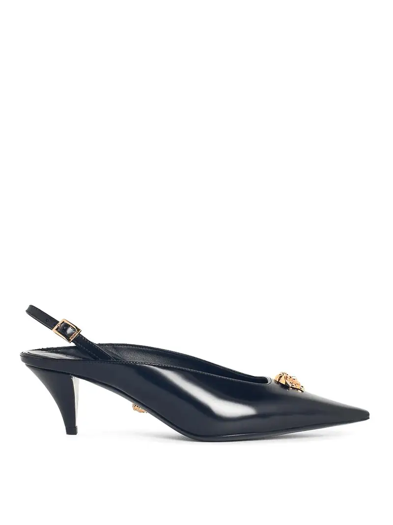 Slingback La Medusa in pelle nera Nero