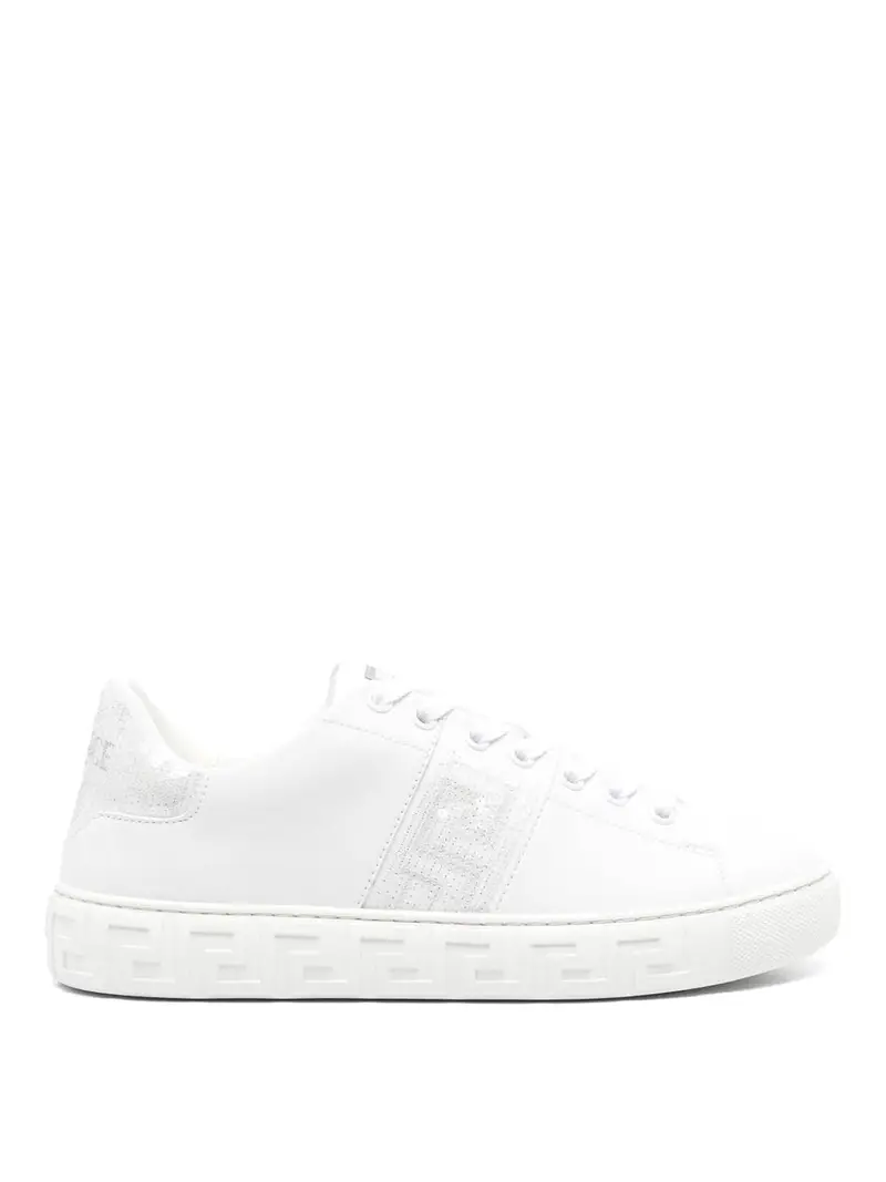 Sneaker con Greca in paillettes Bianco