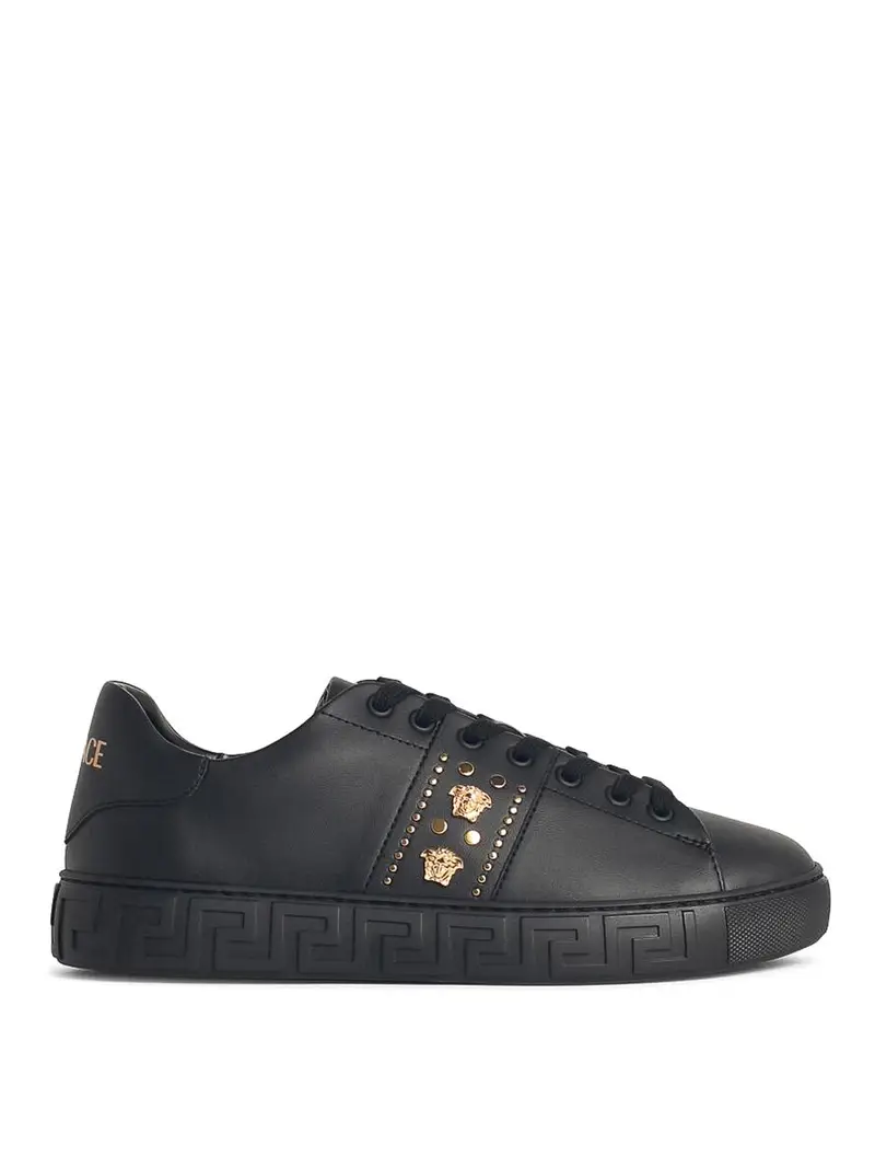 Sneaker in pelle nera Greca Nero