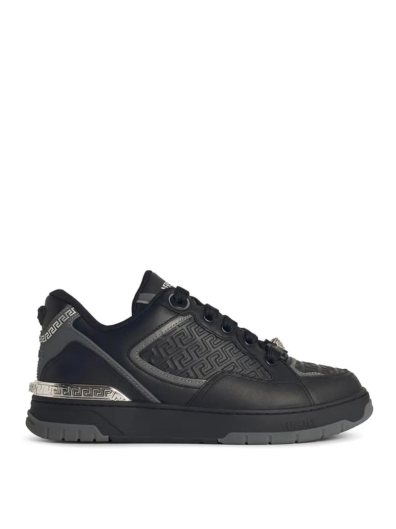 Sneaker in pelle nera Greca Nero