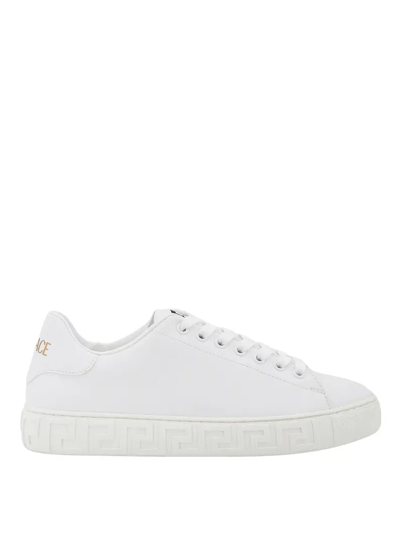 Sneakers in pelle con motivo la greca Bianco