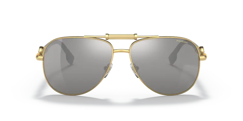 Versace Unisex VE2236 1002Z3 Occhiali da sole Metallo Oro Argento Pilot Polarizzata Specchiato miniatura 2