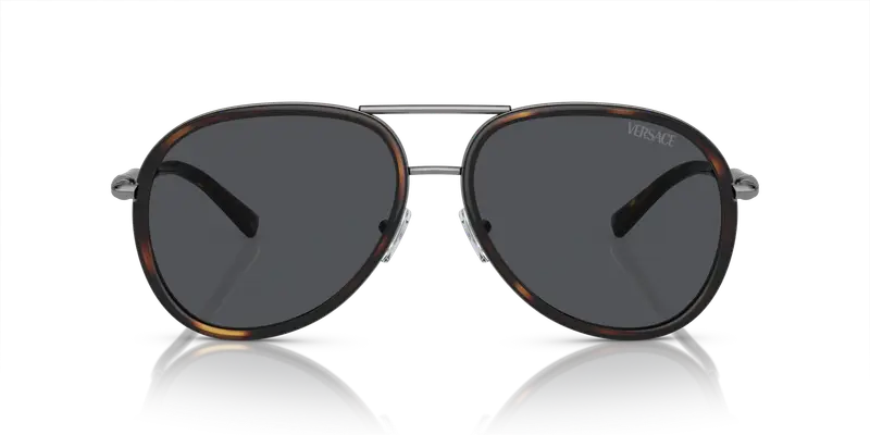 Versace Unisex VE2260 100187 Occhiali da sole Metallo Tartaruga Grigio Pilot Normale miniatura 2