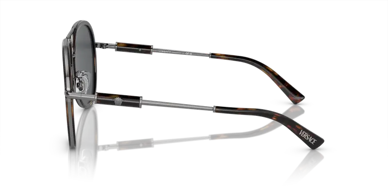 Versace Unisex VE2260 100187 Occhiali da sole Metallo Tartaruga Grigio Pilot Normale miniatura 3