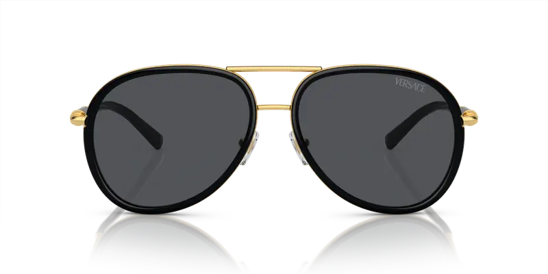 Versace Unisex VE2260 100287 Occhiali da sole Metallo Nero Grigio Pilot Normale miniatura 2