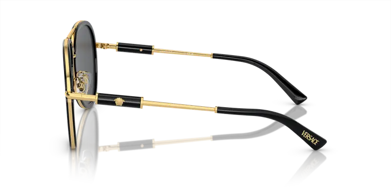 Versace Unisex VE2260 100287 Occhiali da sole Metallo Nero Grigio Pilot Normale miniatura 3