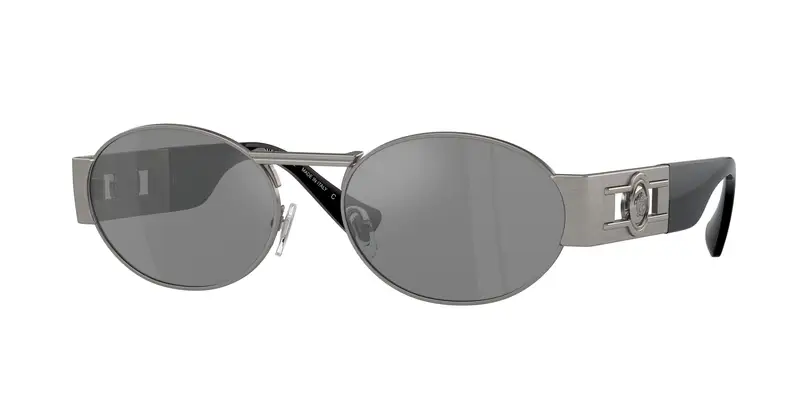 Versace Unisex VE2264  10016G Occhiali da sole Metallo Grigio Grigio Rotonda Specchiate Specchiato