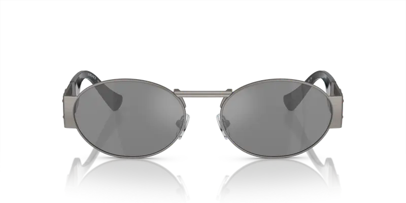 Versace Unisex VE2264 10016G Occhiali da sole Metallo Grigio Grigio Rotonda Specchiate Specchiato miniatura 2