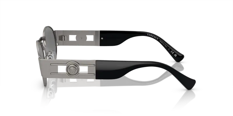 Versace Unisex VE2264 10016G Occhiali da sole Metallo Grigio Grigio Rotonda Specchiate Specchiato miniatura 3