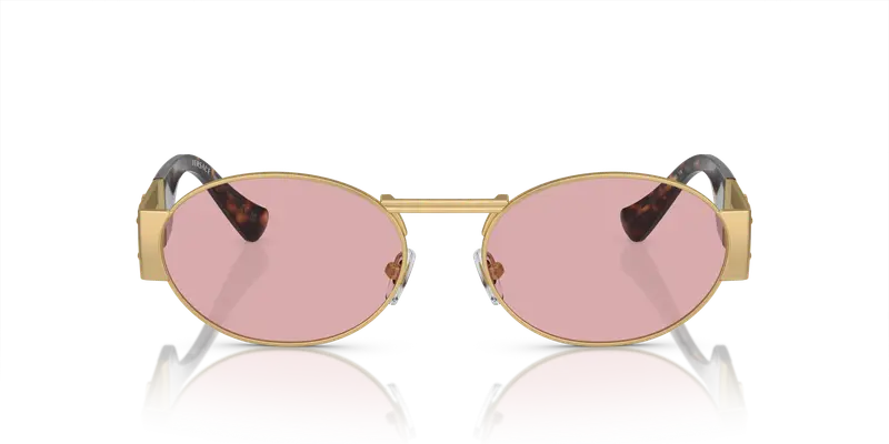 Versace Unisex VE2264 100284 Occhiali da sole Metallo Oro Viola Rotonda Normale miniatura 2