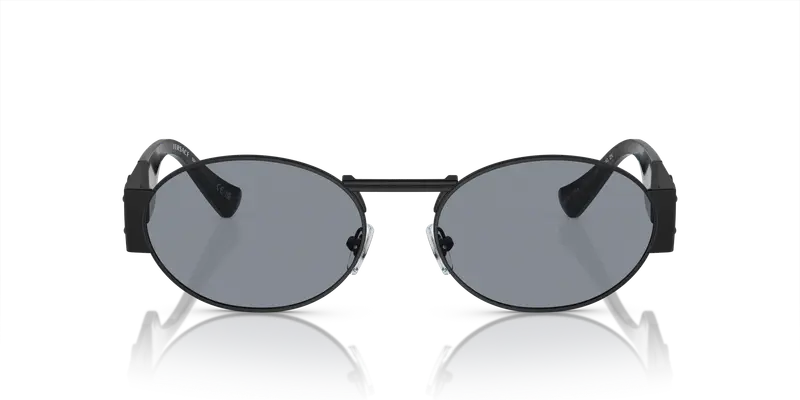 Versace Unisex VE2264 1261/1 Occhiali da sole Acciaio Nero Grigio Rotonda Normale miniatura 2