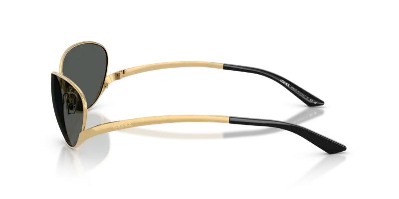 Versace Unisex VE2285 100287 Occhiali da sole Metallo Oro Grigio Rotonda Normale miniatura 3