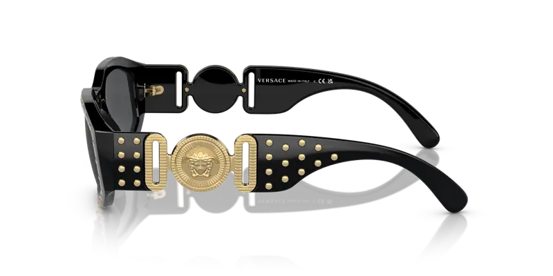 Versace Unisex VE4361 539787 Occhiali da sole Nylon Nero Grigio Geometrica Normale miniatura 3