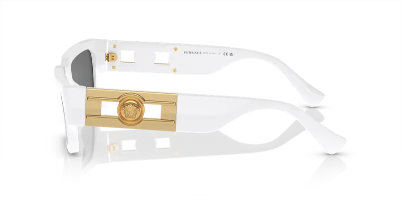 Versace Unisex VE4459 314/87 Occhiali da sole Acetato Bianco Grigio Squadrata Normale miniatura 3