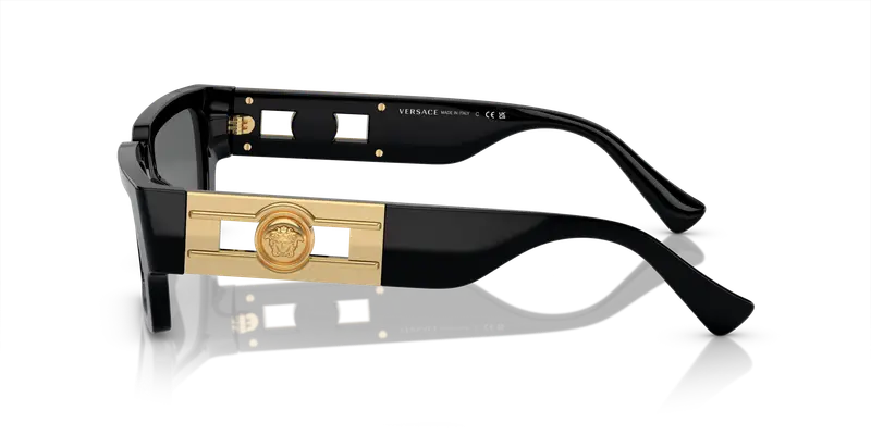 Versace Unisex VE4459 GB1/87 Occhiali da sole Acetato Nero Grigio Squadrata Normale miniatura 3