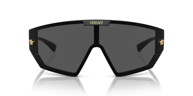 Versace Unisex VE4461 GB1/87 Occhiali da sole Iniettato Nero Grigio Geometrica Normale miniatura 2