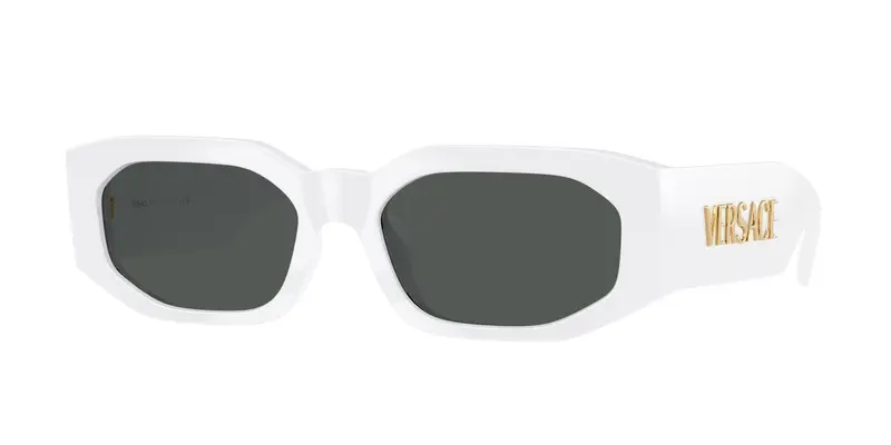 Versace Unisex VE4489U 314/87 Occhiali da sole Iniettato Bianco Grigio Geometrica Normale