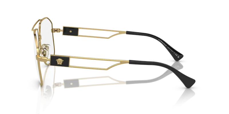 Versace Uomo VE1287 1002 Montature da vista Acciaio Oro Trasparente Pilot Normale miniatura 3