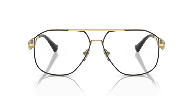 Versace Uomo VE1287 1443 Montature da vista Acciaio Nero Trasparente Pilot Normale miniatura 2