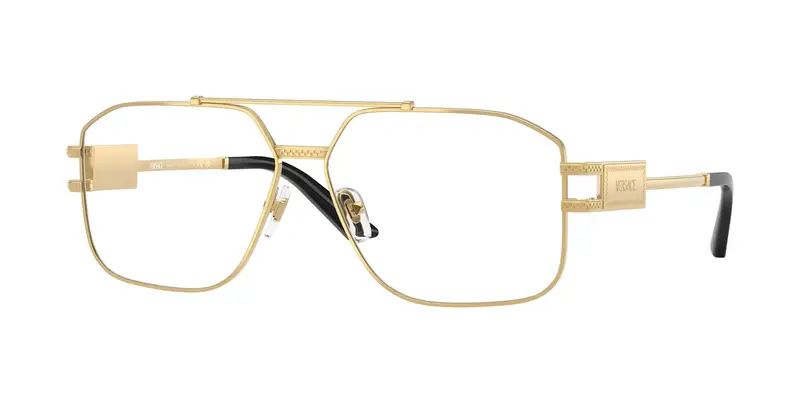 Versace Uomo VE1302 1002 Montature da vista Acciaio Oro Trasparente Geometrica Normale