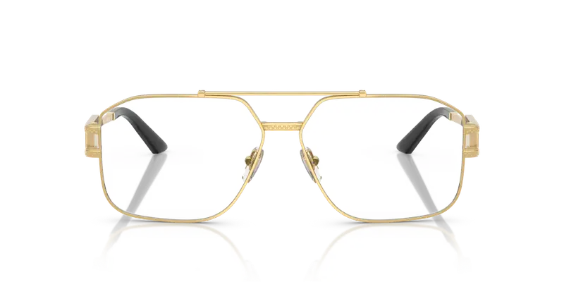 Versace Uomo VE1302 1002 Montature da vista Acciaio Oro Trasparente Geometrica Normale miniatura 2