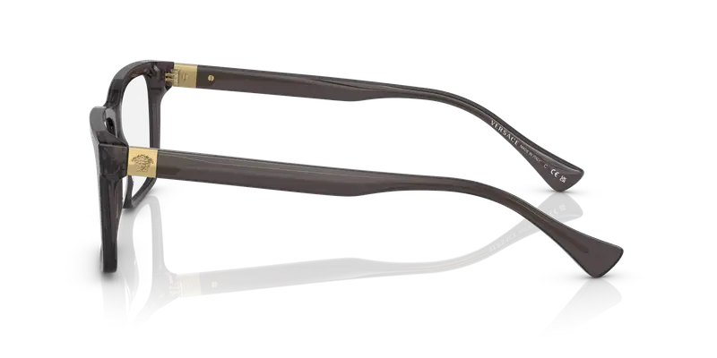 Versace Uomo VE3328 5389 Montature da vista Acetato Grigio Trasparente Squadrata Normale miniatura 3