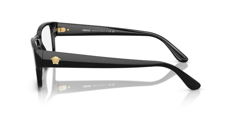 Versace Uomo VE3342 5360 Montature da vista Acetato Nero Trasparente Squadrata Normale miniatura 3