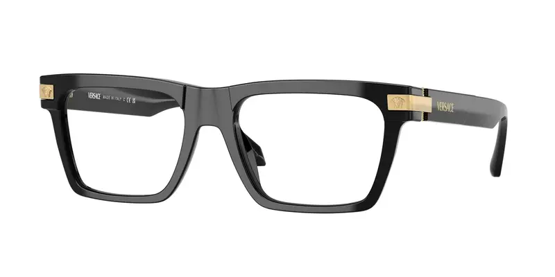 Versace Uomo VE3354 GB1 Montature da vista Acetato Nero Trasparente Squadrata Normale
