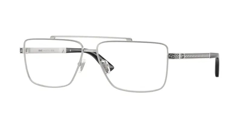 Uomo Versace VE1315 1000 Montature da vista Metallo Argento Trasparente Squadrata Normale