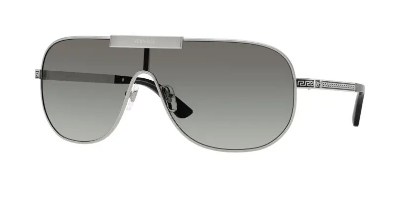 Uomo Versace VE2293 100011 Occhiali da sole Metallo Argento Grigio Geometrica Normale Sfumato