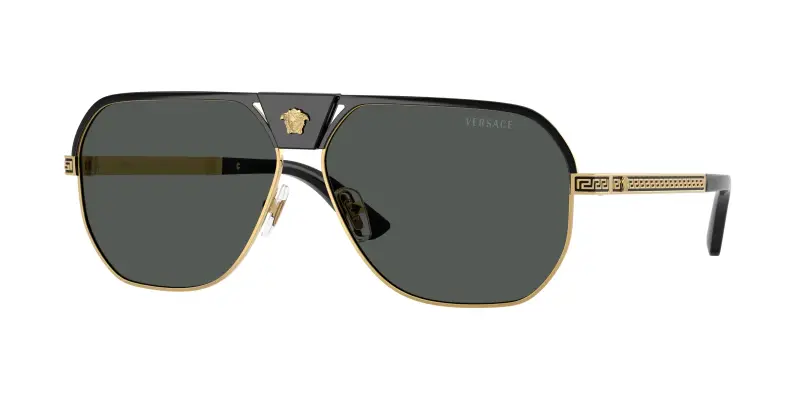Uomo Versace VE2294 100287 Occhiali da sole Metallo Nero Grigio Squadrata Normale