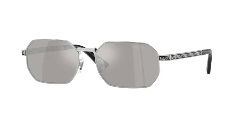 Uomo Versace VE2297 10006G Occhiali da sole Metallo Argento Grigio Squadrata Specchiate
