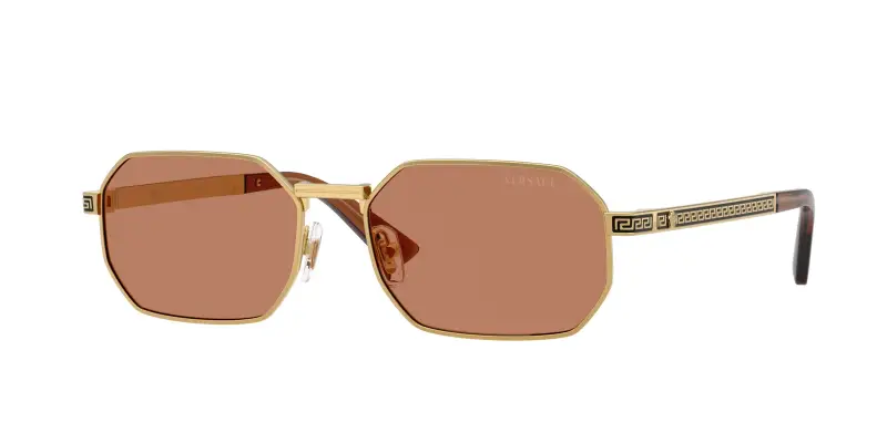 Uomo Versace VE2297 100273 Occhiali da sole Metallo Oro Marrone Squadrata Normale