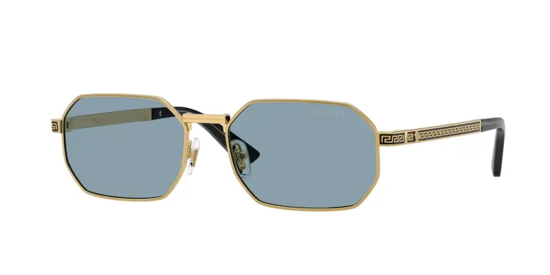 Uomo Versace VE2297 100280 Occhiali da sole Metallo Oro Blu Squadrata Normale