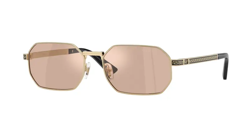 Uomo Versace VE2297 1252/5 Occhiali da sole Metallo Oro Rosa Squadrata Normale