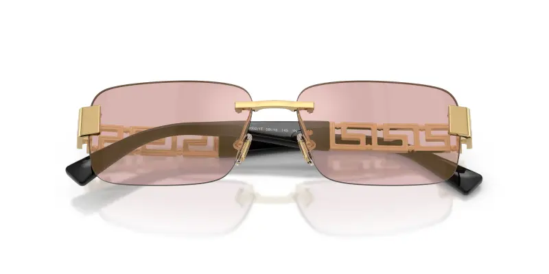 Uomo Versace VE2298 10021T Occhiali da sole Metallo Oro Squadrata Specchiate miniatura 2