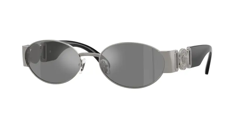 Uomo Versace VE2299 10016G Occhiali da sole Metallo Grigio Grigio Rotonda Specchiate