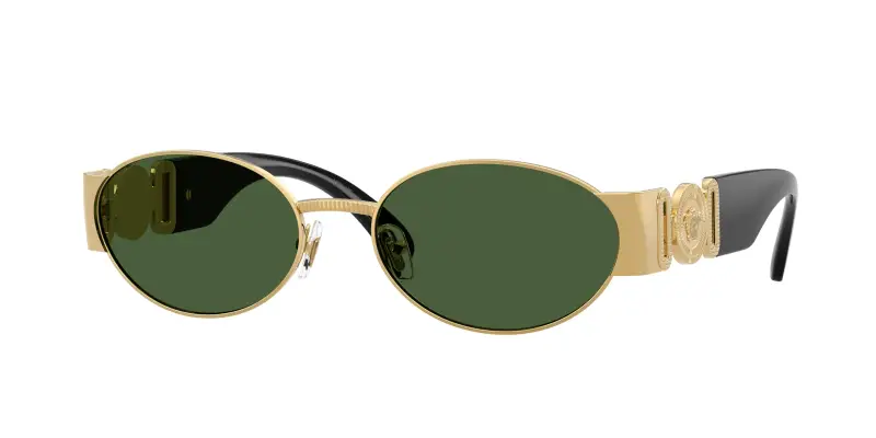 Uomo Versace VE2299 100271 Occhiali da sole Metallo Oro Verde Rotonda Normale