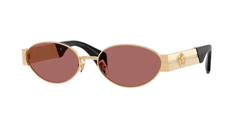 Uomo Versace VE2301 152369 Occhiali da sole Metallo Oro Viola Rotonda Normale