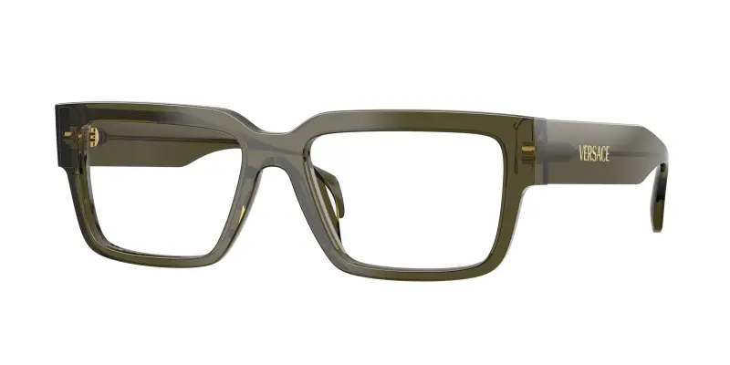 Uomo Versace VE3374U 5542 Montature da vista Acetato Verde Trasparente Squadrata Normale