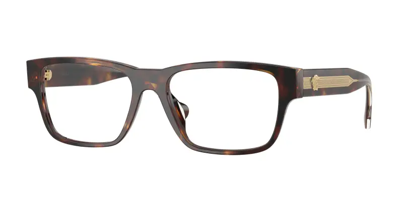 Uomo Versace VE3390U 5537 Montature da vista Acetato Tartaruga Trasparente Squadrata Normale
