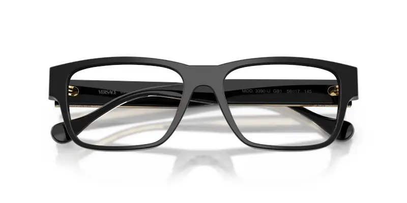 Uomo Versace VE3390U GB1 Montature da vista Acetato Nero Trasparente Squadrata Normale miniatura 2