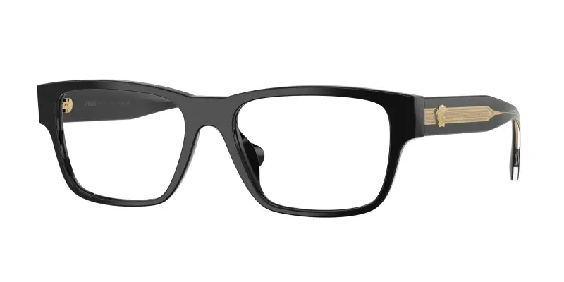 Uomo Versace VE3390U GB1 Montature da vista Acetato Nero Trasparente Squadrata Normale