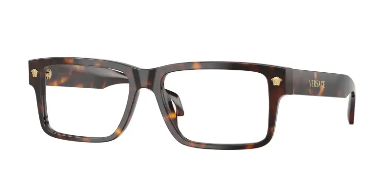 Uomo Versace VE3391U 108 Montature da vista Acetato Tartaruga Trasparente Squadrata Normale