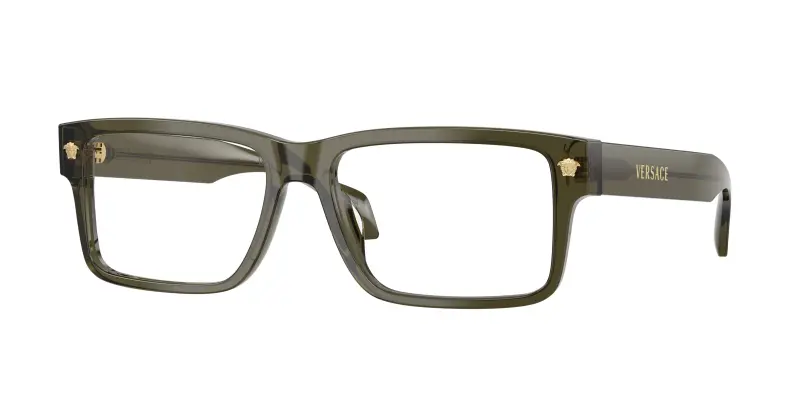 Uomo Versace VE3391U 5542 Montature da vista Acetato Verde Trasparente Squadrata Normale