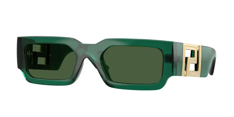 Uomo Versace VE4506U 514471 Occhiali da sole Iniettato Verde Verde Squadrata Normale
