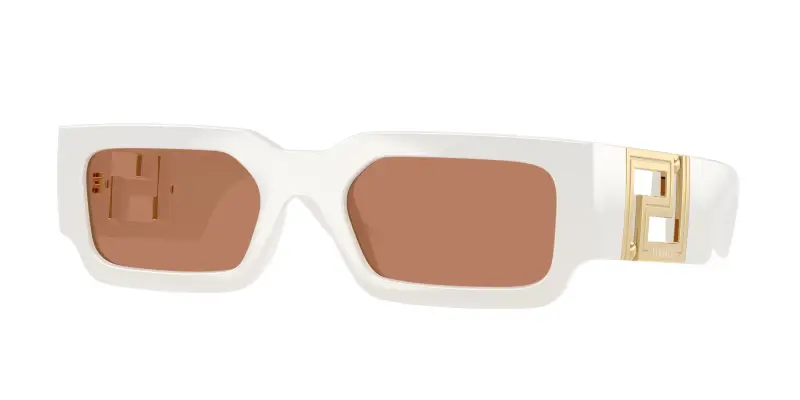 Uomo Versace VE4506U 554473 Occhiali da sole Iniettato Bianco Marrone Squadrata Normale