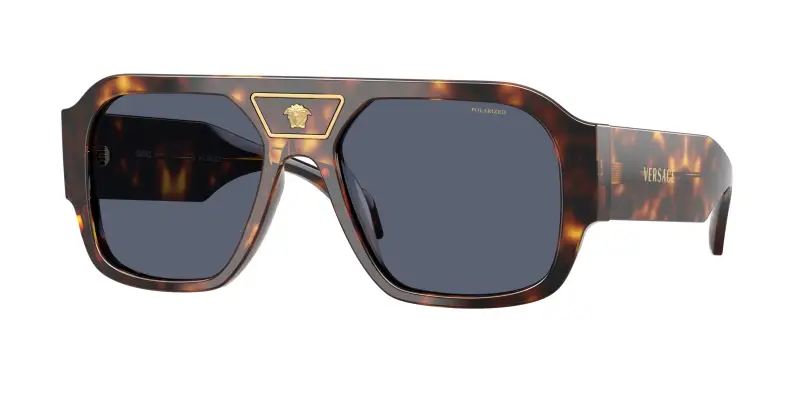 Uomo Versace VE4508U 55372V Occhiali da sole Acetato Tartaruga Blu Squadrata Polarizzata