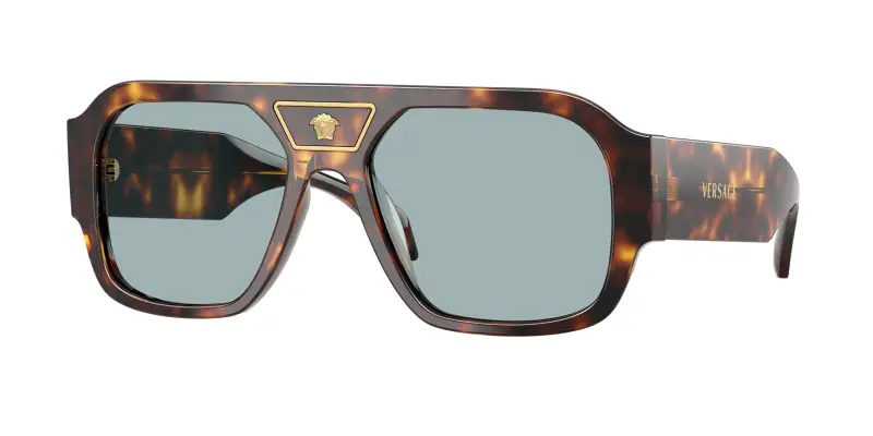 Uomo Versace VE4508U 553780 Occhiali da sole Acetato Tartaruga Blu Squadrata Normale